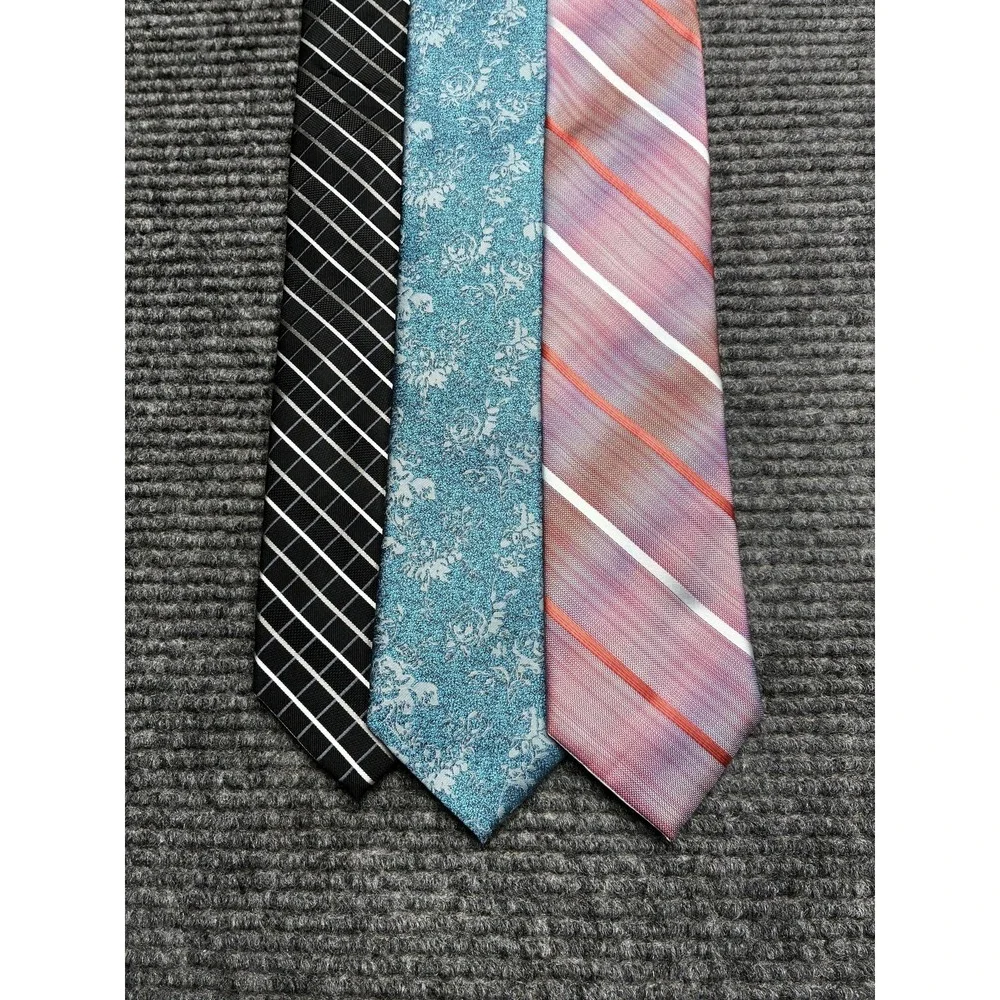 Haggar Polyester Tie Mens One Size Multicolor Striped Woven Set Of 3‎ Necktie